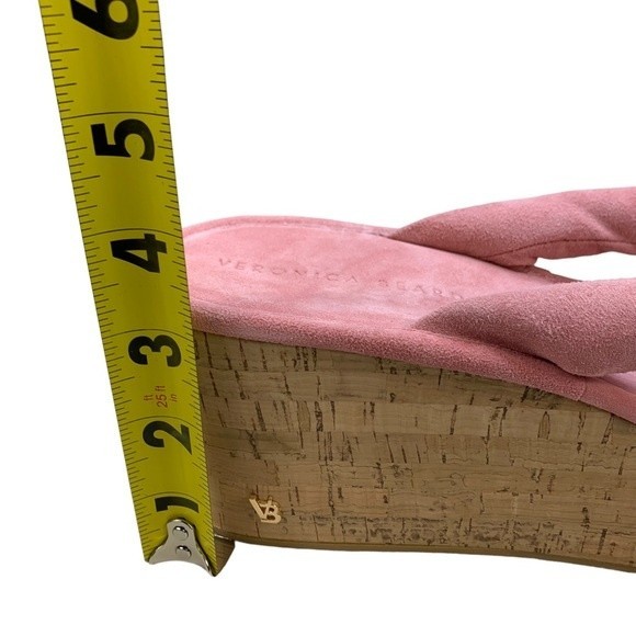 NEW Veronica Beard Gabby Dragonfruit Pink Wedge Thong Sandals 10 Suede - Picture 9 of 11